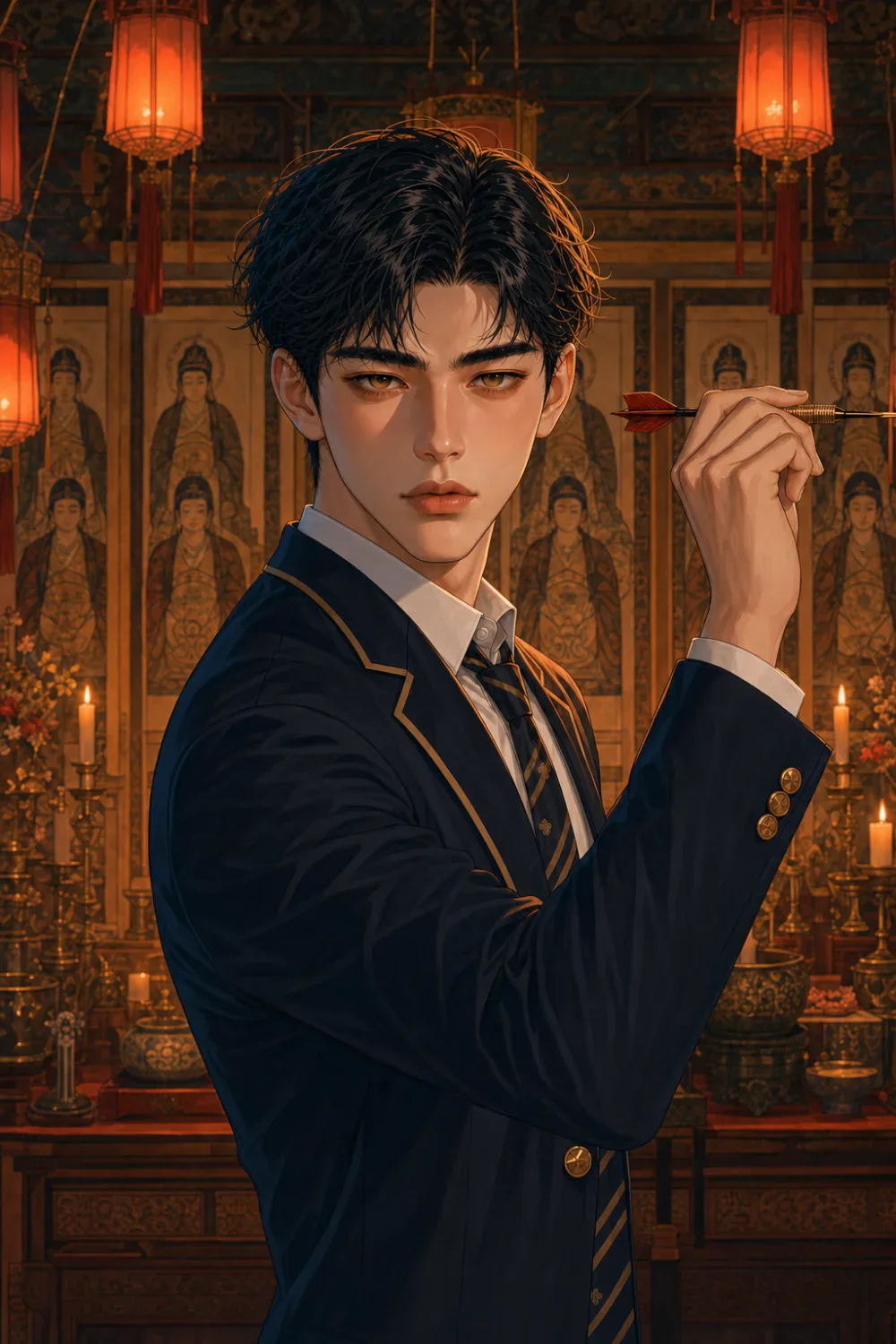 The mysterious man holding a dart